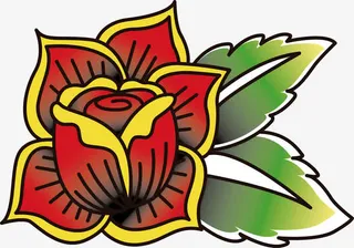 黄色边框红玫瑰免抠