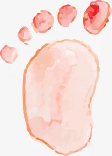 创意水彩脚印装饰插画免抠