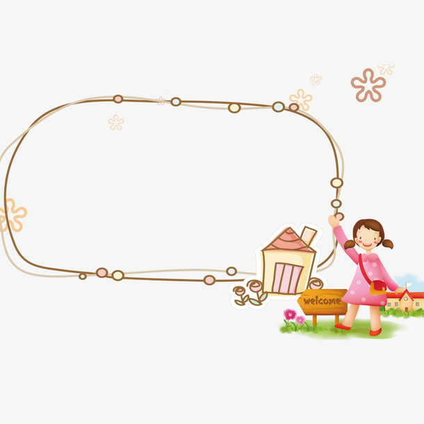 小女孩边框装饰免抠图免抠