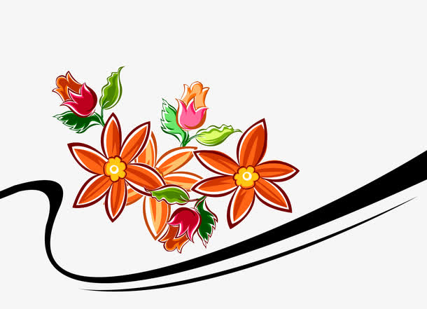 卡通康乃馨线条画1免抠