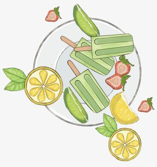 手绘清新夏日立夏装饰插画免抠