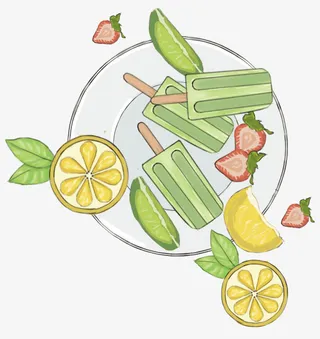 手绘清新夏日立夏装饰插画免抠