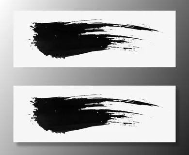 黑色毛笔笔刷免抠装饰墨迹笔触元素