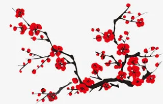 红色梅花元旦图片免抠