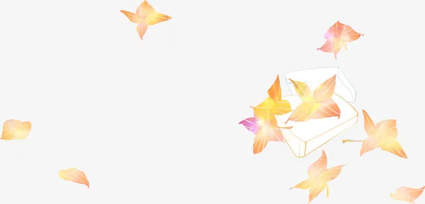 手绘飘零秋天枯黄落叶免抠