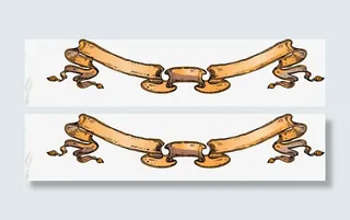 飘带破败羊皮卷标题题目免抠