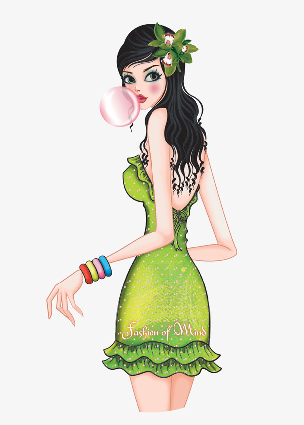 韩国时尚人物插画png图片免抠