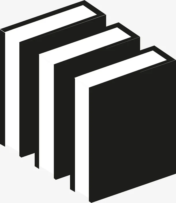 黑白色矢量立体书籍免抠