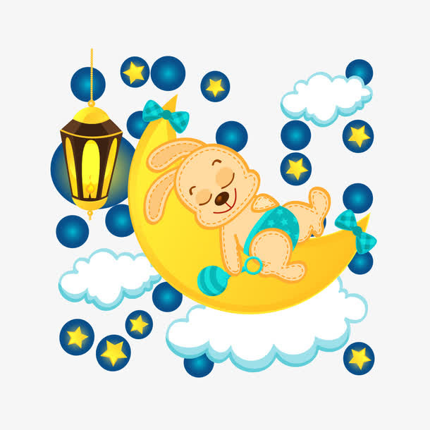 矢量梦幻卡通月亮星空免抠