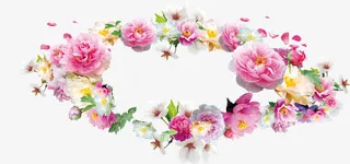 红色节日花朵花环卡通免抠