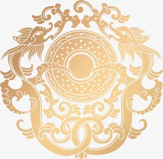 蓝色龙纹圆盘中秋免抠