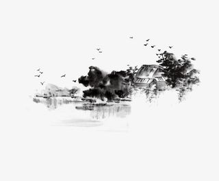 水墨山水画免抠