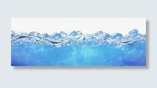 蓝色冰块浮在水面边框纹理免抠