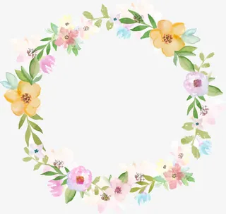 春季多彩美丽花圈免抠
