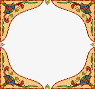 浅黄褐色宗教花纹边框免抠