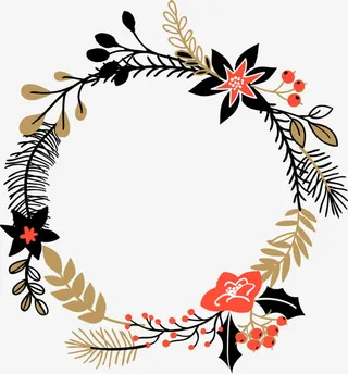 绿色圣诞节树枝花圈免抠