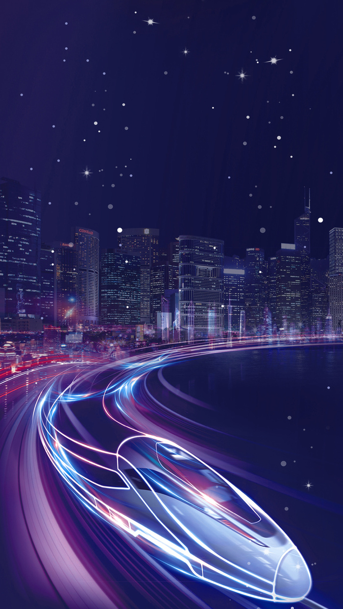 紫色动感科技地铁PSD分层H5背景素材高清