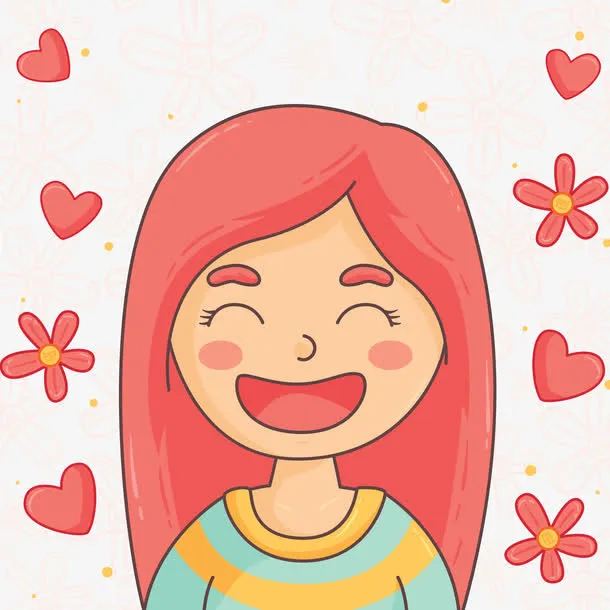 矢量微笑的女孩和花妇女节免抠