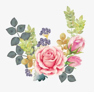 水彩玫瑰花免抠