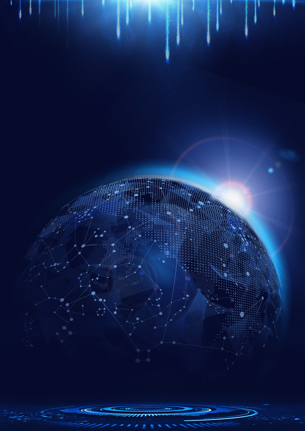 科技背景星球光效线性光效电路图免抠