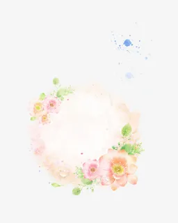 红色花圈晕染效果蓝色点缀免抠
