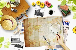 上午旅游海报免抠