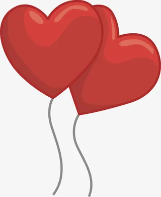 两个红色爱心气球免抠