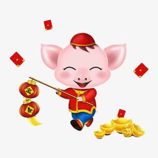 卡通猪宝宝打灯笼免抠免抠