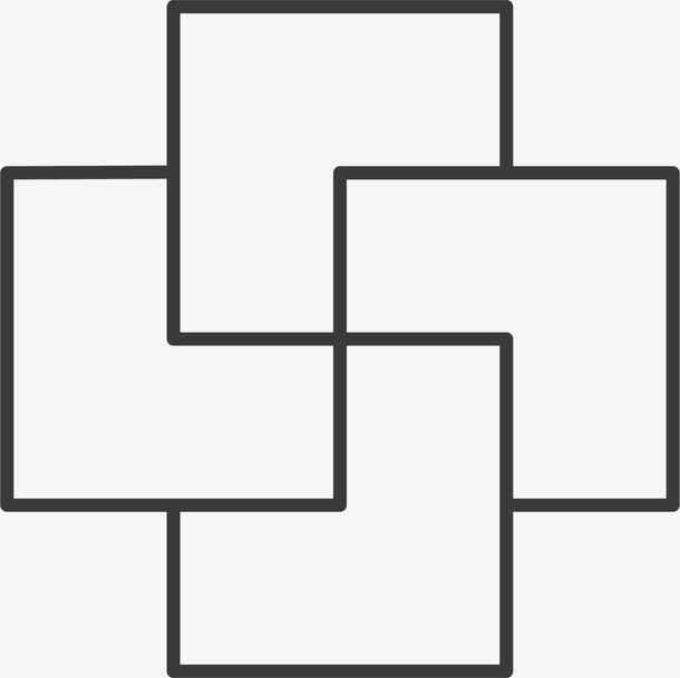 正方形创意线条图案免抠