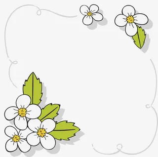 手绘小白花边框免抠