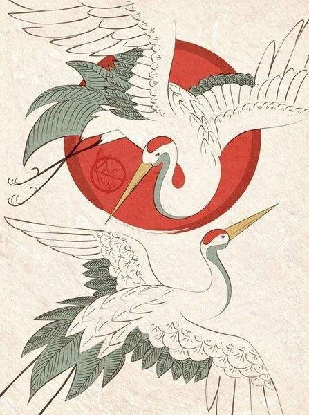 国潮仙鹤飞翔中国风元素免抠