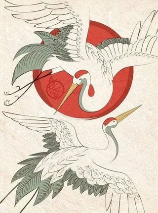 国潮仙鹤飞翔中国风元素免抠