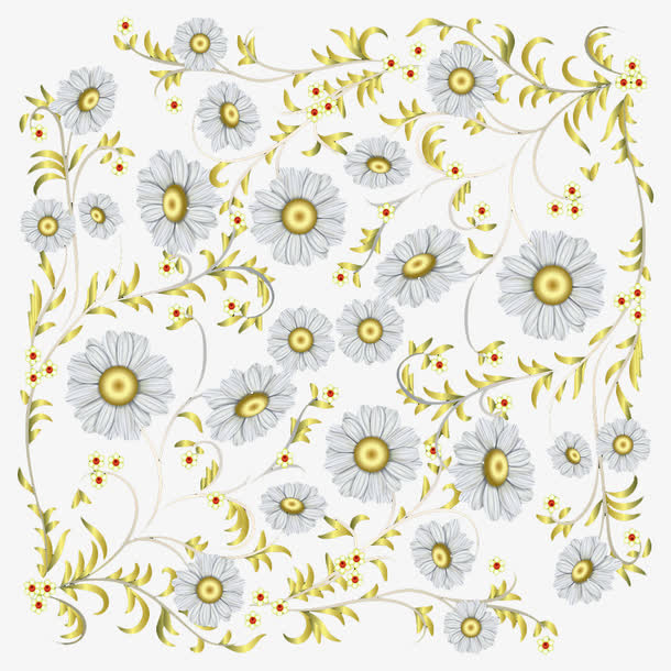素雅菊花底纹PNG素材免抠