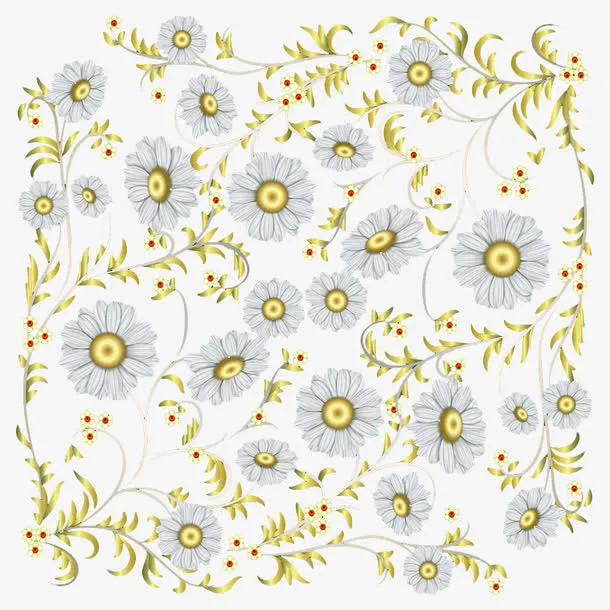 素雅菊花底纹PNG素材免抠