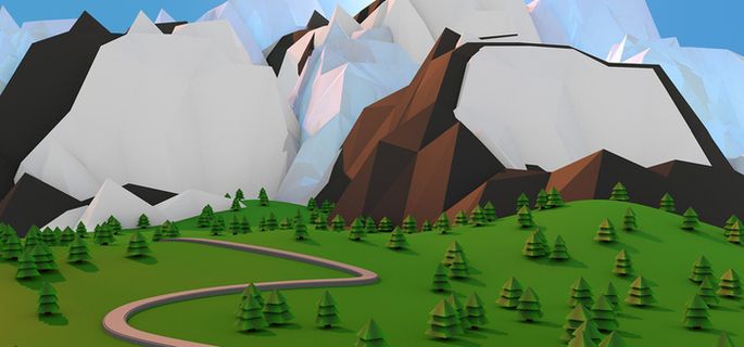 立体几何卡通雪山背景banner高清 立体几何卡通雪山背景banner高清