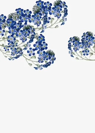 国潮风古风蓝花免抠