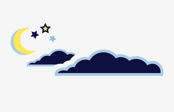 月亮星星深夜天空免抠