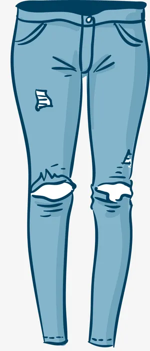 迷你破洞矢量牛仔裤免抠