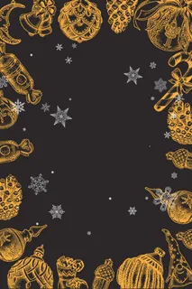 简约黑金冬季雪花节日设计背景图高清