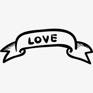 宽丝带与爱字图标免抠