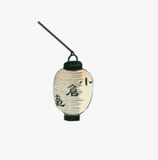 手绘黄色复古小灯笼免抠