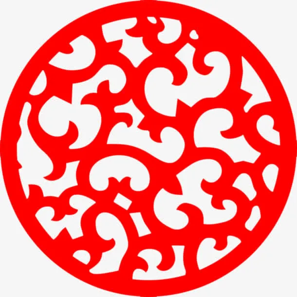 红色剪纸免抠