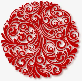 红色花纹重阳节海报免抠