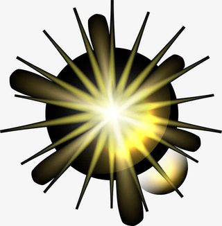 黄色简约闪耀光芒免抠