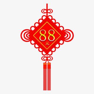 手绘中国结标签设计免抠