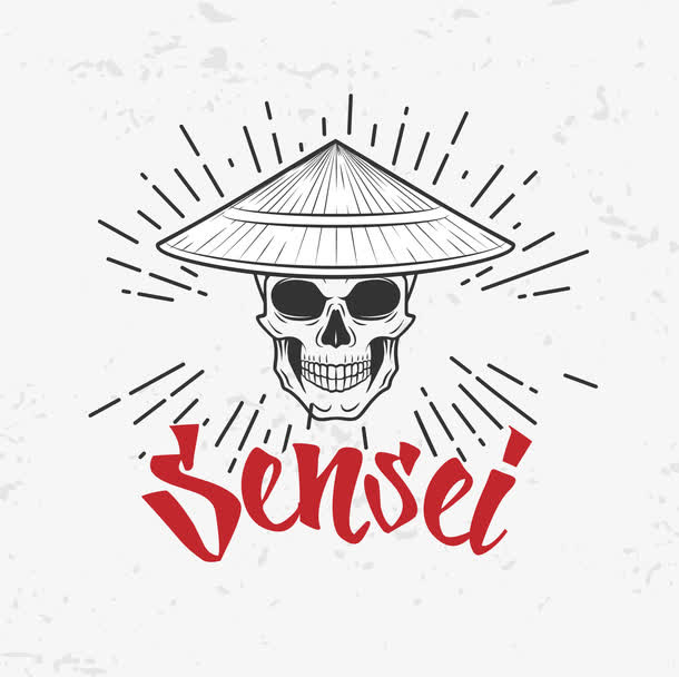 头戴斗笠的骷髅头免抠