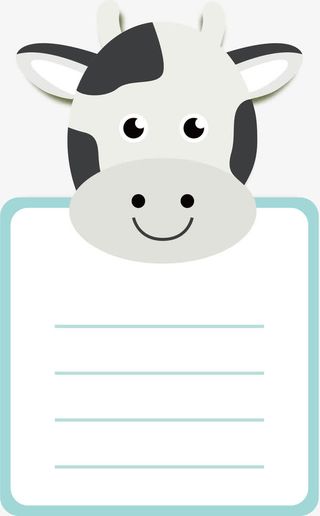 矢量手绘奶牛信纸免抠
