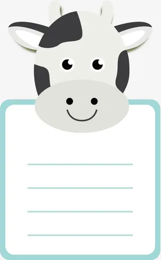矢量手绘奶牛信纸免抠