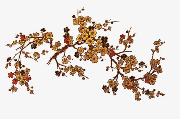 中国风刺绣梅花免抠
