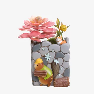 多肉植物方花盆免抠